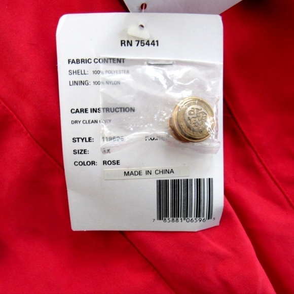 New with Tags Trench Coat 3X Gallery Woman Pink w/ Extra Button Moss Microfibers - Picture 3 of 10